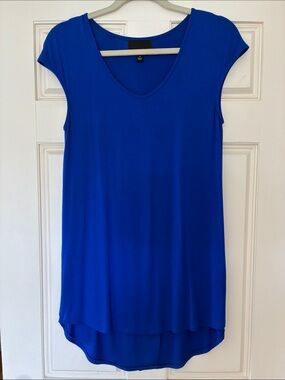 Cynthia Rowley Royal Blue V-Neck Cap Sleeve Tunic